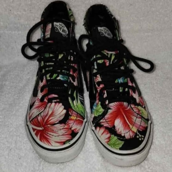 Tropical Hibiscus Vans Hightops Mens size 4.5 womens size 6 - Picture 2 of 4